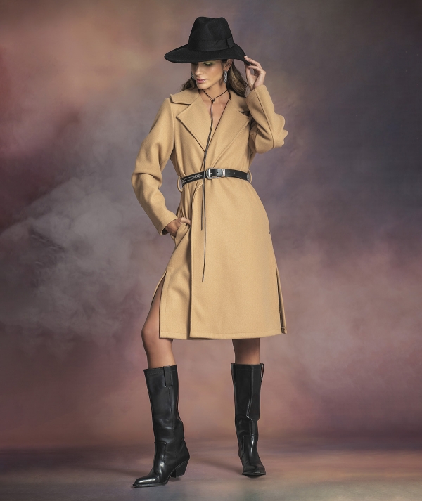 Long coat with belt