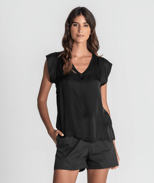 V-neck blouse...