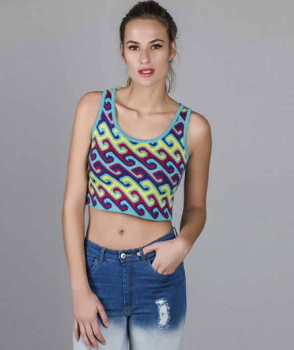Top with wave motif