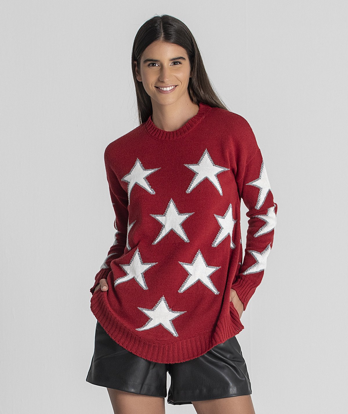 Sweater with stars motif Size S/M Color Red