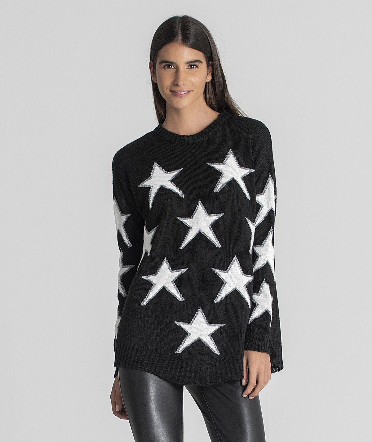 Sweater with stars motif Color Black Size S/M