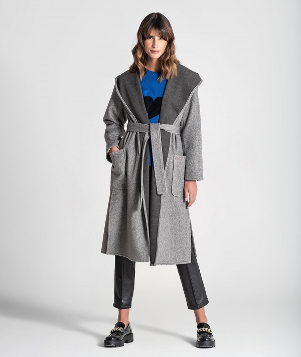 Long coat with belt