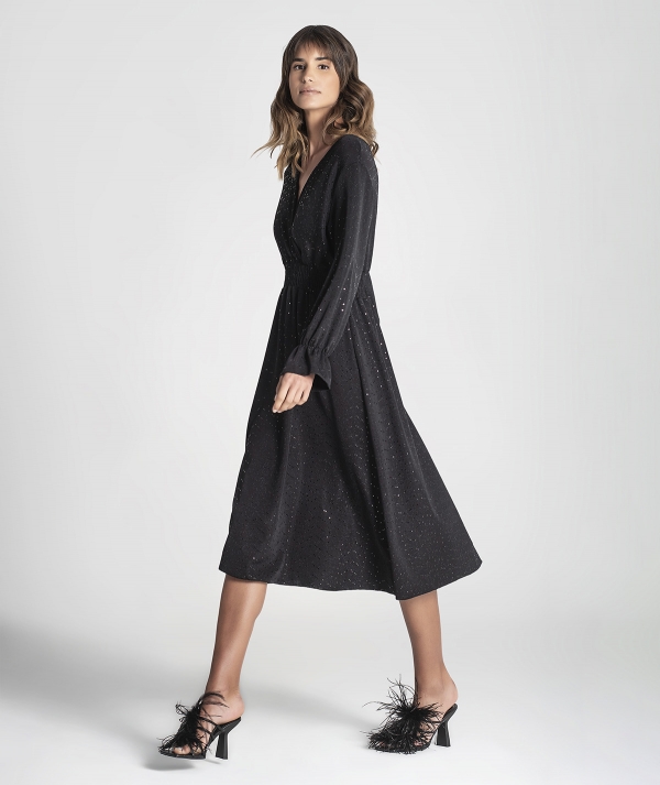 Long V-neck dress...