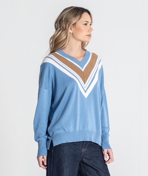 V-neck sweater...