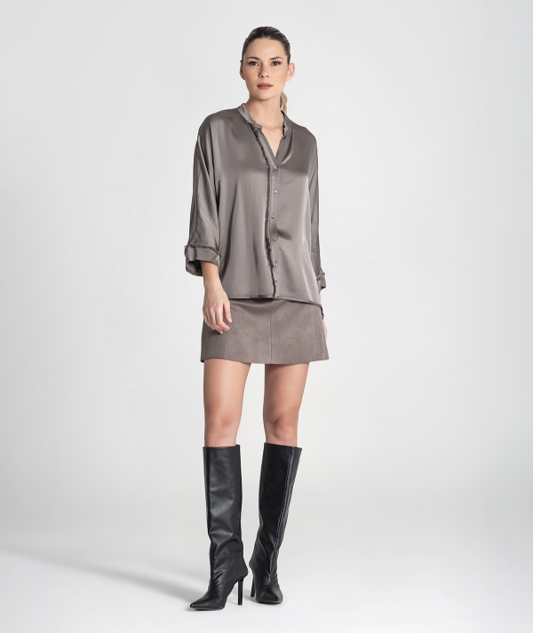 Satin shirt with...