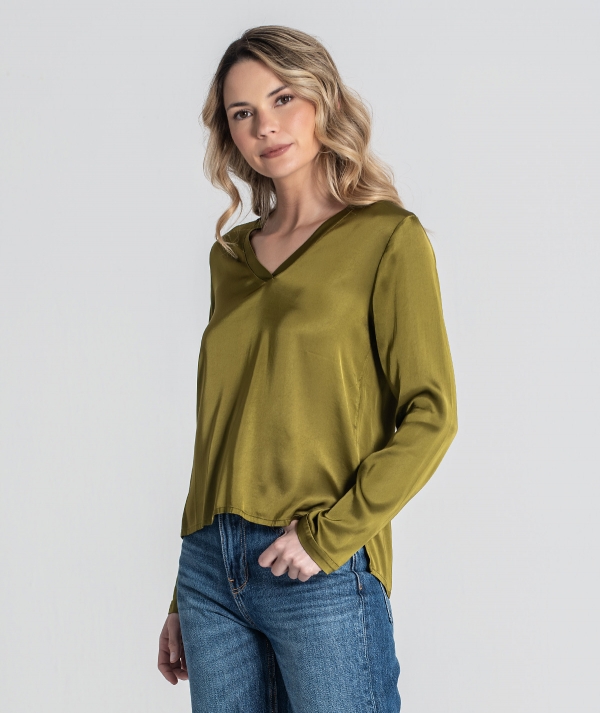 Satin blouse with...