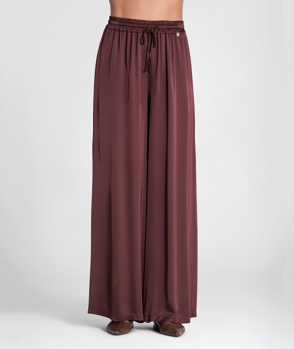 Wide-leg satin pants