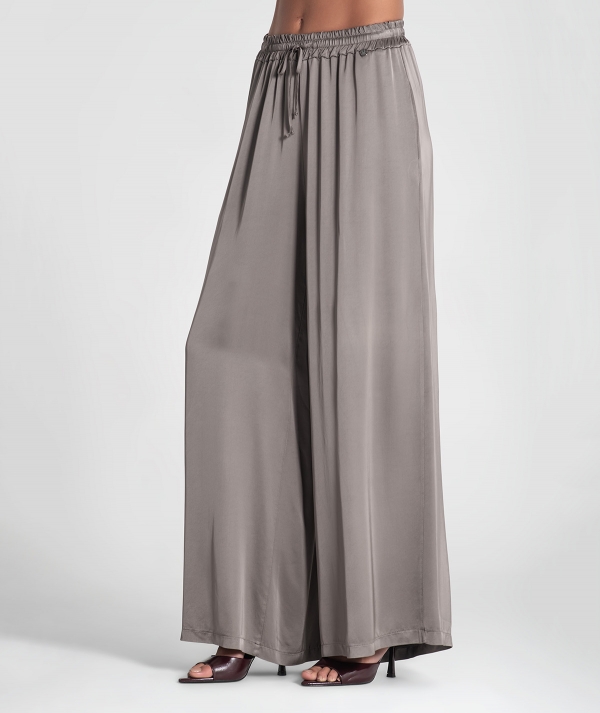 Wide-leg satin pants