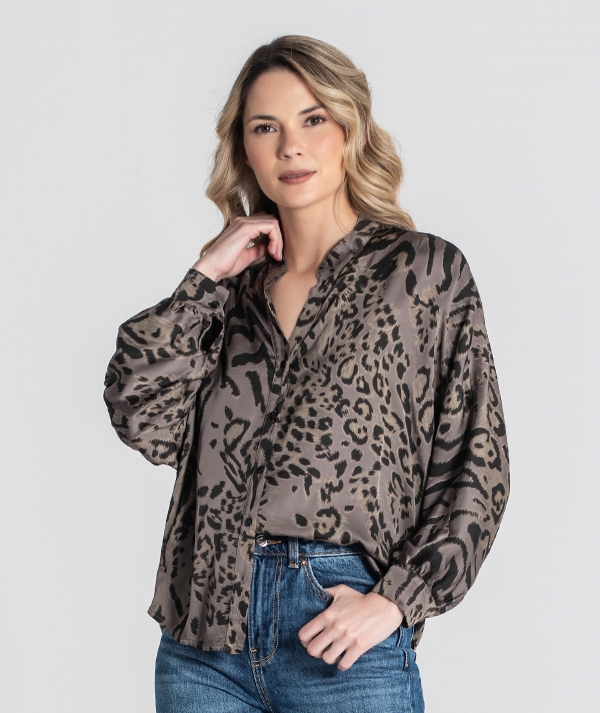 Satin shirt with...
