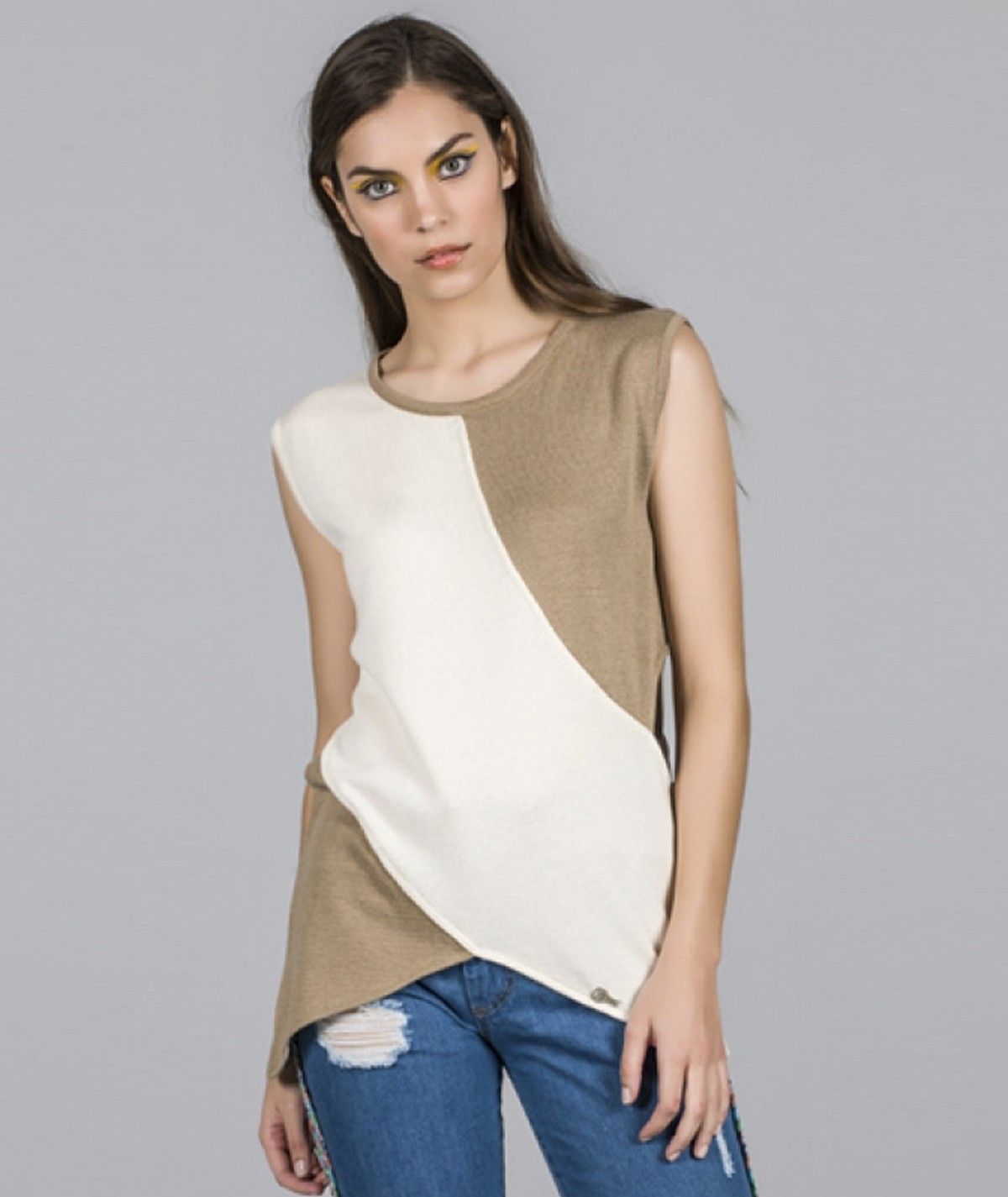 Asymmetrical Color Block Top