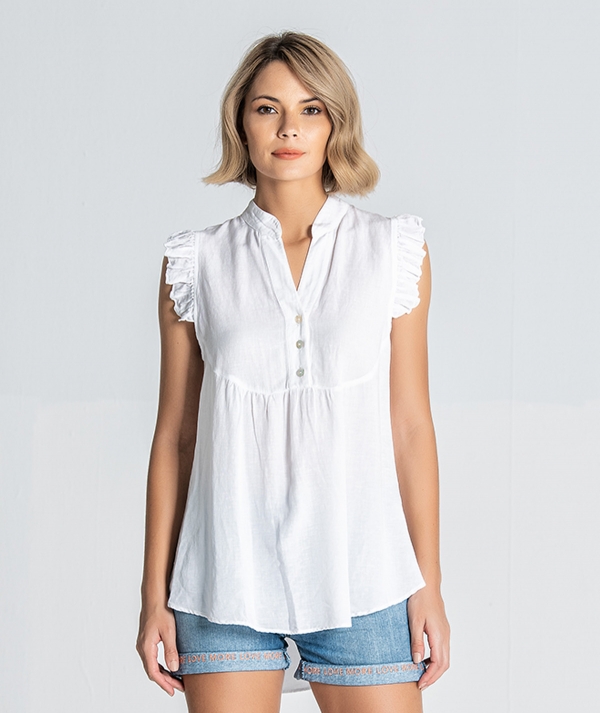 Linen blouse with...