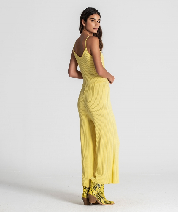 Yellow ribbed jumpsuit outlet